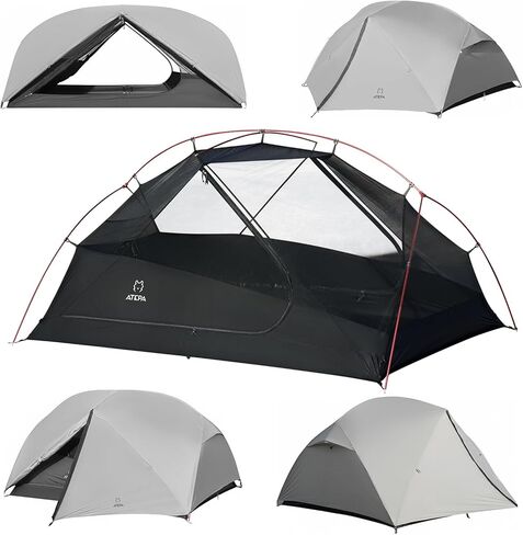 ATEPA Ultralight Backpacking Tent 2 Person, Nylon Lightweight 4000MM+ Waterproof Windproof Portable Two Person Tent with Aluminum Frame & Rainfly for Backpacking Hiking Camping Motorcycle, 4 Season in Saudi Arabia