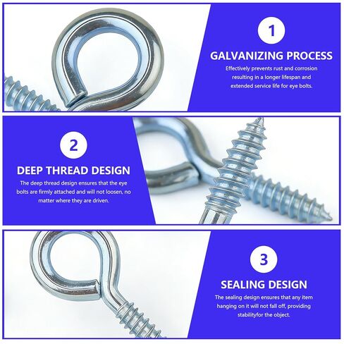 200 Pcs Small Screw Eyes for WoodEye Hook Screws Assortment, Small Eye Screws for Wood, Screw in Eyelets, Metal Self Tapping Eye Hooks for Picture Frame Hanging Items(9 Sizes) in Kuwait