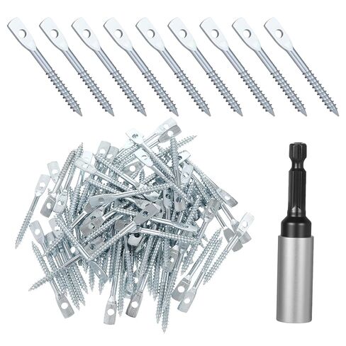 100Pack Eye Lag Screw with 1Pcs Eye Lag Driver Zinc Plated Carbon Steel Wood Screws for Drop Ceiling Use with Attaching Hanger Wire to Joists Bolts Screw in Saudi Arabia