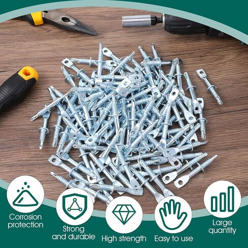100 Pcs 2" Eye Lag Self Tapping Drilling Point Screw Zinc and 1pcs 2-5/8" Driver, Sturdy Eye Lag Self Drill Screw for Accommodates Jack Chain Ceiling Wire or Threaded Rod in Saudi Arabia