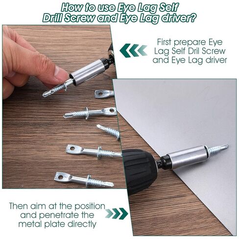 100 Pcs 2" Eye Lag Self Tapping Drilling Point Screw Zinc and 1pcs 2-5/8" Driver, Sturdy Eye Lag Self Drill Screw for Accommodates Jack Chain Ceiling Wire or Threaded Rod in Saudi Arabia