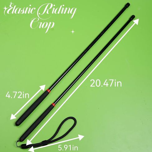 21-Inch Riding Crop 2-Piece Set, Black Horse Whip with Non-Slip Grip, Wrist Strap & Protective Tip for Training, Cosplay & Performance in Saudi Arabia