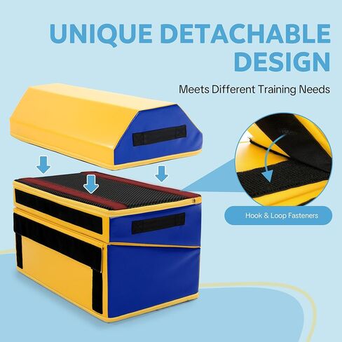 MABOZOO Folding Gymnastics Incline Mat, High Density Foam Cheese Wedge Mat for Kids Tumbling & Home Gym, Non-Slip Folding Skill Trainer for Gymnastics, Stretching, Martial Arts (Yellow & Blue) in Saudi Arabia