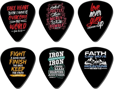 يختار الغيتار المسيحي، 12 حزمة مجموعة آية الكتاب المقدس، أسود مع الطباعة الحمراء والبيضاء، اقتباسات الكتاب المقدس للعبادة ووزارة الموسيقى in Kuwait