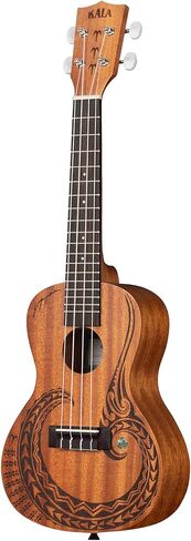 Kala Courage Mahogany Concert Ukulele - Bundle With Gig Bag, Tuner, Strap, Strings, and Austin Bazaar Polishing Cloth in Kuwait