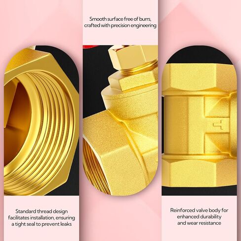 1 "صمامات كروية صناعية نحاسية بخيط أنثى، DN25 صمامات كروية شديدة التحمل بمقبض أحمر مع شريط تفلون لهواء زيت الماء in Kuwait