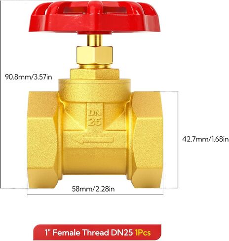 1 "صمامات كروية صناعية نحاسية بخيط أنثى، DN25 صمامات كروية شديدة التحمل بمقبض أحمر مع شريط تفلون لهواء زيت الماء in Kuwait