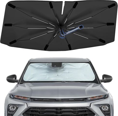 Windshield Sun Shade Umbrella for Nissan Pathfinder 2022-2024, Foldable Sunshade for Car Front Window, 360 Rotation Automotive Interior UV Protection for Outdoor Parking, Keep Car Cool in Saudi Arabia