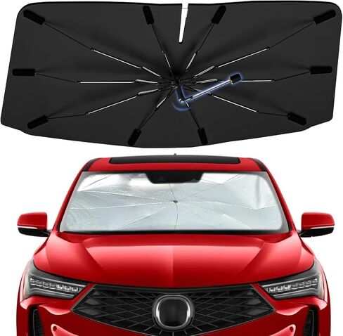 Windshield Sun Shade Umbrella for Nissan Pathfinder 2022-2024, Foldable Sunshade for Car Front Window, 360 Rotation Automotive Interior UV Protection for Outdoor Parking, Keep Car Cool in Saudi Arabia