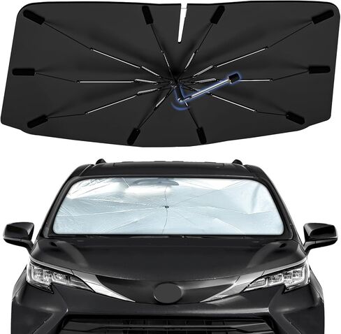 Windshield Sun Shade Umbrella for Nissan Pathfinder 2022-2024, Foldable Sunshade for Car Front Window, 360 Rotation Automotive Interior UV Protection for Outdoor Parking, Keep Car Cool in Saudi Arabia