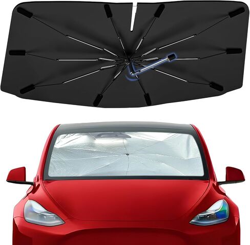 Windshield Sun Shade Umbrella for Nissan Pathfinder 2022-2024, Foldable Sunshade for Car Front Window, 360 Rotation Automotive Interior UV Protection for Outdoor Parking, Keep Car Cool in Saudi Arabia