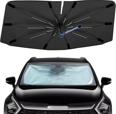 Windshield Sun Shade Umbrella for Nissan Pathfinder 2022-2024, Foldable Sunshade for Car Front Window, 360 Rotation Automotive Interior UV Protection for Outdoor Parking, Keep Car Cool in Saudi Arabia