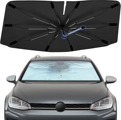 Windshield Sun Shade Umbrella for Nissan Pathfinder 2022-2024, Foldable Sunshade for Car Front Window, 360 Rotation Automotive Interior UV Protection for Outdoor Parking, Keep Car Cool in Saudi Arabia
