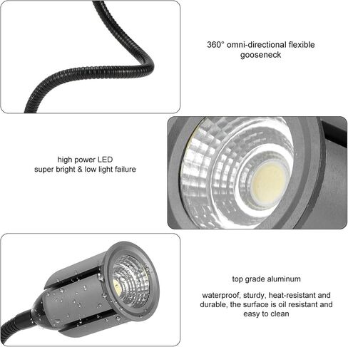 12 واط LED ضوء العمل قاعدة مغناطيسية ماكينة بتحكم رقمي بالكمبيوتر مخرطة ضوء مقاومة الزيت الألومنيوم الأسود ورشة عمل أداة الآلة in Saudi Arabia