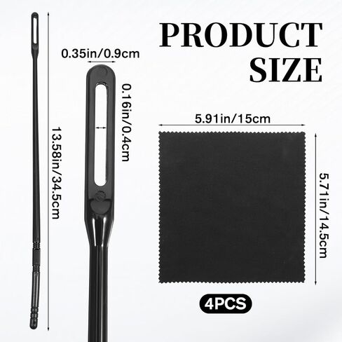 Flute Cleaning Cloth, 5 Pcs Flute Cleaner Flutes Swab Flutes Cleaning Rod Black in Kuwait