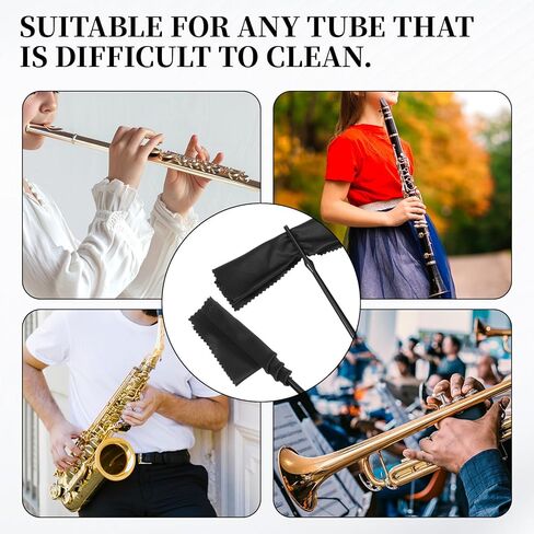 Flute Cleaning Cloth, 5 Pcs Flute Cleaner Flutes Swab Flutes Cleaning Rod Black in Kuwait
