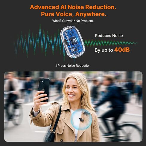 Saramonic Air SE Wireless Mini Microphone for iPhone & Android, 48kHz/24-bit, AI Noise Cancellation, Clip on Content Creator Microphones for Interview YouTube Vlogging (2 TX + 2 RX + Charging Case) in Saudi Arabia