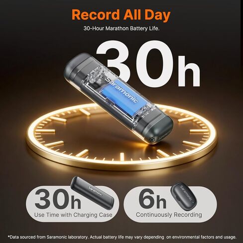 Saramonic Air SE Wireless Mini Microphone for iPhone & Android, 48kHz/24-bit, AI Noise Cancellation, Clip on Content Creator Microphones for Interview YouTube Vlogging (2 TX + 2 RX + Charging Case) in Saudi Arabia