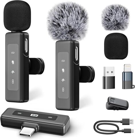 ميكروفون صغير لأجهزة iPhone/الكمبيوتر/Android/iPad، ميكروفون Lavalier مع تقليل الضوضاء وصوت كريستالي، ميكروفون مثبت على الصدر لتسجيل الفيديو، والمقابلات الخارجية، وTiktok، وVlog، وYouTube in Saudi Arabia