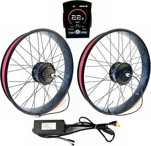 Double Motor Wheel Set 26x4.0 For Electric Fat Bike Maximum 2000W Power With Sinewave controller TFT Color Display Dual Motor for Scooter Accessory in Kuwait