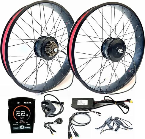 Double Motor Wheel Set 26x4.0 For Electric Fat Bike Maximum 2000W Power With Sinewave controller TFT Color Display Dual Motor for Scooter Accessory in Kuwait