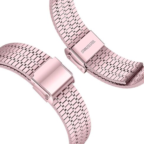 حزام معدني متوافق مع Fitbit Versa/Versa 2/Versa Lite، حزام بديل من الفولاذ المقاوم للصدأ للنساء والرجال من KangPlus مع أداة إزالة الارتباط قابلة للتعديل 5.5-8.0 بوصة - وردي in Saudi Arabia