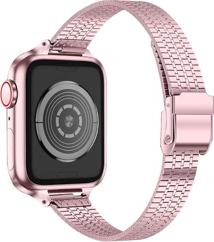 حزام ساعة متوافق مع iWatch 42 مم 44 مم، حزام بديل من الفولاذ المقاوم للصدأ KangPlus مع أداة إزالة الوصلات مناسب لـ 5.5-7.9 بوصة متوافق مع iWatch Series 6/5/4/3/2/1 42 ​​مم/44 مم - وردي in Saudi Arabia