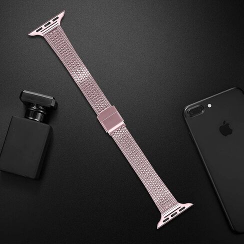 حزام ساعة متوافق مع iWatch 42 مم 44 مم، حزام بديل من الفولاذ المقاوم للصدأ KangPlus مع أداة إزالة الوصلات مناسب لـ 5.5-7.9 بوصة متوافق مع iWatch Series 6/5/4/3/2/1 42 ​​مم/44 مم - وردي in Saudi Arabia
