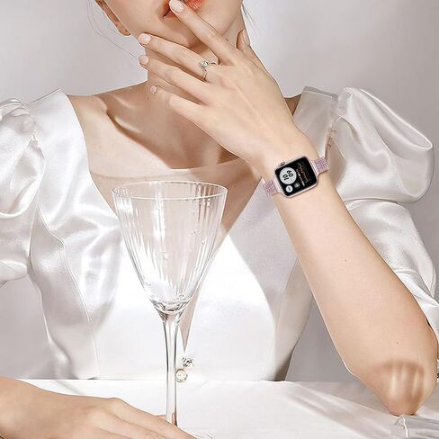 حزام ساعة متوافق مع iWatch 42 مم 44 مم، حزام بديل من الفولاذ المقاوم للصدأ KangPlus مع أداة إزالة الوصلات مناسب لـ 5.5-7.9 بوصة متوافق مع iWatch Series 6/5/4/3/2/1 42 ​​مم/44 مم - وردي in Saudi Arabia