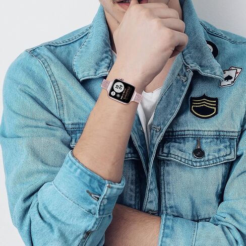 حزام ساعة متوافق مع iWatch 42 مم 44 مم، حزام بديل من الفولاذ المقاوم للصدأ KangPlus مع أداة إزالة الوصلات مناسب لـ 5.5-7.9 بوصة متوافق مع iWatch Series 6/5/4/3/2/1 42 ​​مم/44 مم - وردي in Saudi Arabia