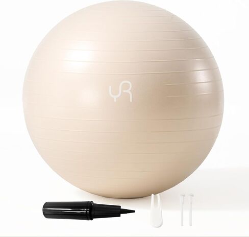 YR Exercise Ball 21.6''/25.6''/29.5'' Yoga Ball for Workout Pregnancy Stability, Anti Burst Fitness Ball for Home Gym & Office Chair, Core & Balance Training, Physical Therapy - White in Kuwait