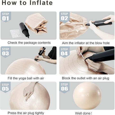 YR Exercise Ball 21.6''/25.6''/29.5'' Yoga Ball for Workout Pregnancy Stability, Anti Burst Fitness Ball for Home Gym & Office Chair, Core & Balance Training, Physical Therapy - White in Kuwait