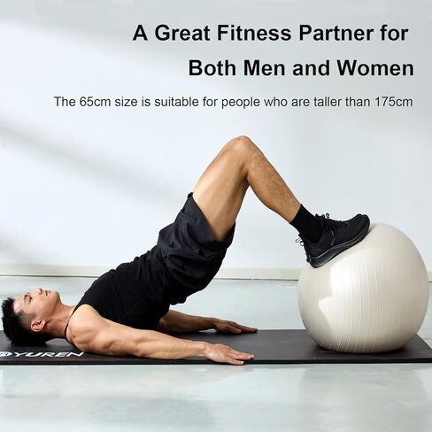 YR Exercise Ball 21.6''/25.6''/29.5'' Yoga Ball for Workout Pregnancy Stability, Anti Burst Fitness Ball for Home Gym & Office Chair, Core & Balance Training, Physical Therapy - White in Kuwait