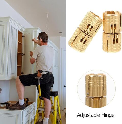 BESTYASH 2pcs 12mm Pure Copper Concealed Rotation Pivot Hinges for Cabinet Doors and Drawers, Adjustable Invisible Home Revolving Hardware Accessories in Kuwait