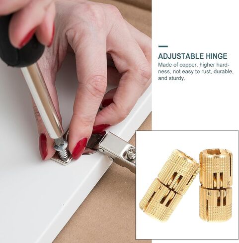 BESTYASH 2pcs 12mm Pure Copper Concealed Rotation Pivot Hinges for Cabinet Doors and Drawers, Adjustable Invisible Home Revolving Hardware Accessories in Kuwait