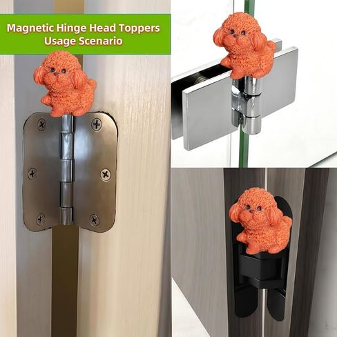 Hinge Heads Decorative Topper Set 6PCS, Home Decoration,Magnetic Hinge Head Toppers Door Hinge, Cute Mini Creative Brown Puppy Resin Ornament in Saudi Arabia
