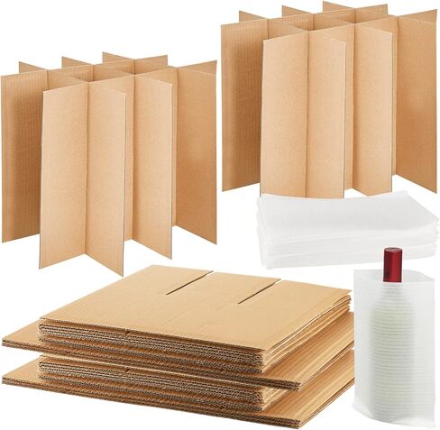 Glass Divider Kits for Moving, Kitchen Moving Box Kit Dish Packing Moving Boxes,1 Pack Included 5 Corrugate Dividers with 12 Foam Pouches Fits in 16 x 12 x 12 Inch Box (Box Not Included)(2 Packs) in Saudi Arabia