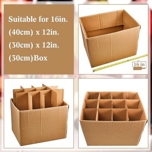 Glass Divider Kits for Moving, Kitchen Moving Box Kit Dish Packing Moving Boxes,1 Pack Included 5 Corrugate Dividers with 12 Foam Pouches Fits in 16 x 12 x 12 Inch Box (Box Not Included)(2 Packs) in Saudi Arabia
