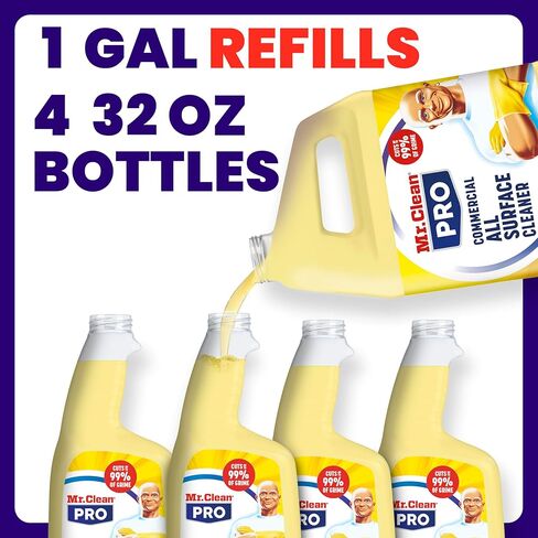 مستر كلين برو، منظف جميع الأسطح، عبوات رذاذ لإزالة الأوساخ السائبة، درجة تجارية، 1 جالون (علبة بها 3) in Kuwait