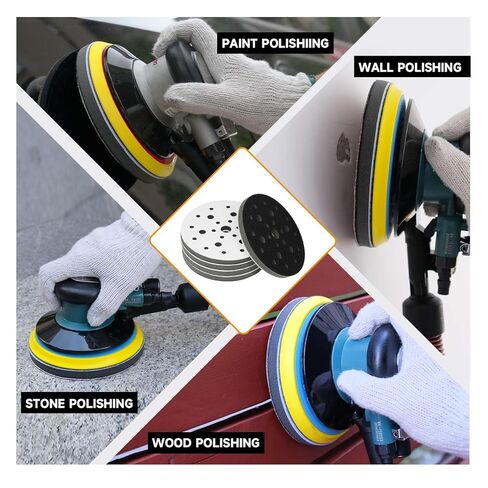 5 عبوات من وسادات الواجهة مقاس 6 بوصات، و25 فتحة بخطاف وحلقة داعمة من إسفنجة الكثافة الناعمة وسادة قرص الصنفرة، وسادات واجهة الصنفرة الرغوية لأجهزة الصنفرة المدارية، والسيارات، وتطبيق تلميع الأعمال الخشبية in Kuwait