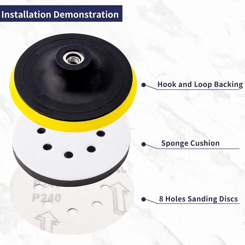 5 Pack 5 Inch Orbital Sander Pads, 8 Holes Sponge Sanding Pads Foam Sanding pad for Orbital Sander in Saudi Arabia
