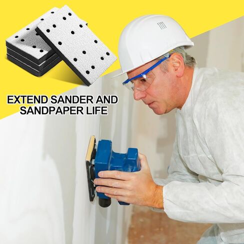 100 حزمة من ألواح الصنفرة الكاشطة مستطيلة مقاس 80 × 133 مم P80 120 150 180 220 حبيبة مع 4 ورق صنفرة من الفوم الأسود الناعم لآلات صنفرة الألواح المتوافقة مع Festool Rs400 Ls130 in Kuwait