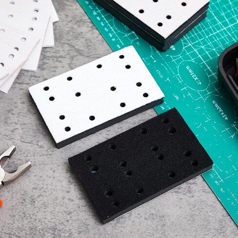 100 حزمة من ألواح الصنفرة الكاشطة مستطيلة مقاس 80 × 133 مم P80 120 150 180 220 حبيبة مع 4 ورق صنفرة من الفوم الأسود الناعم لآلات صنفرة الألواح المتوافقة مع Festool Rs400 Ls130 in Kuwait