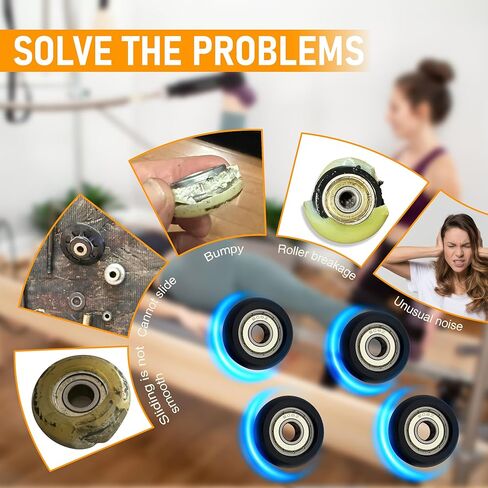 Upgraded Machined Roller Wheels Compatible with AeroPilates Reformer,Replacement Parts for Pilates Reformer Machine,The Bearing Bore Diameter is 5/16 Inch,4Pcs in Kuwait