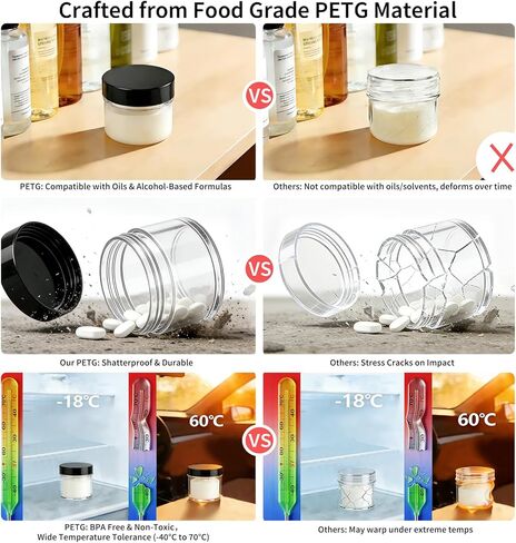 VEAIDE Travel Containers for Toiletries, Plastic Travel Size TSA Approved Containers with Lids, Leak-proof Travel Essentials Jars for Cosmetics Moisturizer Creams Lotion (6 Pieces), Clear, 6 Count in Kuwait