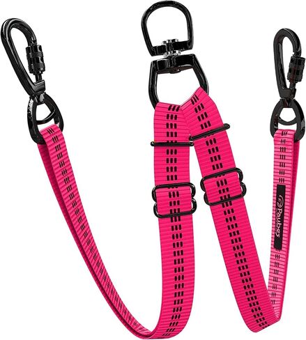 Double Dog Leash – Adjustable Length Long Leash for Dog Training – Dual Reflective Dog Leash with Non-Tangle Design – Heavy Duty Nylon – Ideal (Khaki, 2 dog leash with handle (10-100 Lbs)) in Kuwait