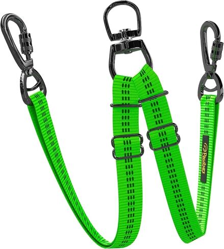 Double Dog Leash – Adjustable Length Long Leash for Dog Training – Dual Reflective Dog Leash with Non-Tangle Design – Heavy Duty Nylon – Ideal (Khaki, 2 dog leash with handle (10-100 Lbs)) in Kuwait