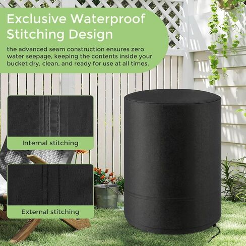 55 Gallon Drum Cover Water Storage - Waterproof Plastic Steel Barrel Water Collector Cover All Weather Outdoor Rain Barrel Cover Drum Cover with Drawstring Black (1 Pack) in Saudi Arabia
