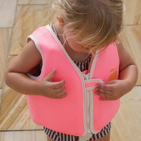 SUNNYLiFE Swim Vest, Size 1-2, Neon Pink, EPE/Natural Rubber/Polyester, 13.39 x 12.6 x 1.77 inches, 1.27 lbs in Saudi Arabia