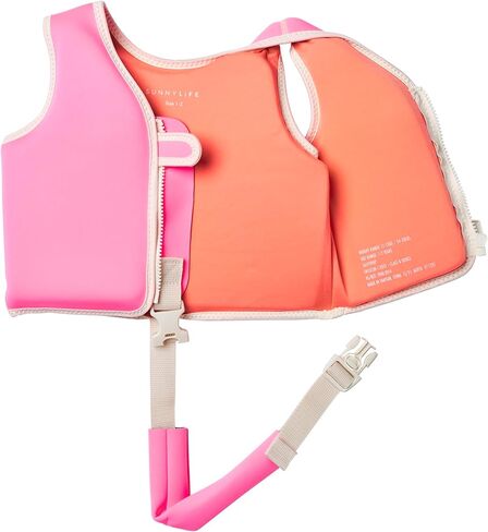 SUNNYLiFE Swim Vest, Size 1-2, Neon Pink, EPE/Natural Rubber/Polyester, 13.39 x 12.6 x 1.77 inches, 1.27 lbs in Saudi Arabia